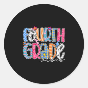 Fourth Grade Vibes 4th Grade Team Retro Back To Sc Classic Round Sticker