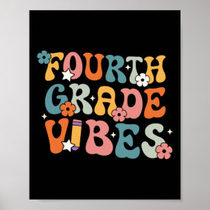 Fourth Grade Vibes Back To School Retro 4th Grade Poster