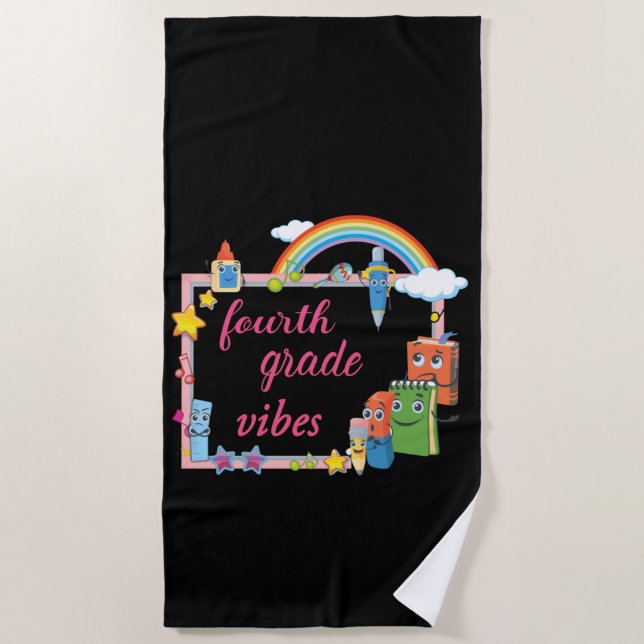 Fourth Grade Vibes Beach Towel (Front)
