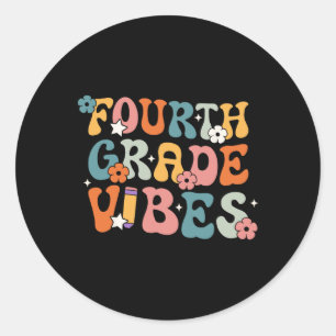 Fourth Grade Vibes Byck To School Retro 4th Grade  Classic Round Sticker