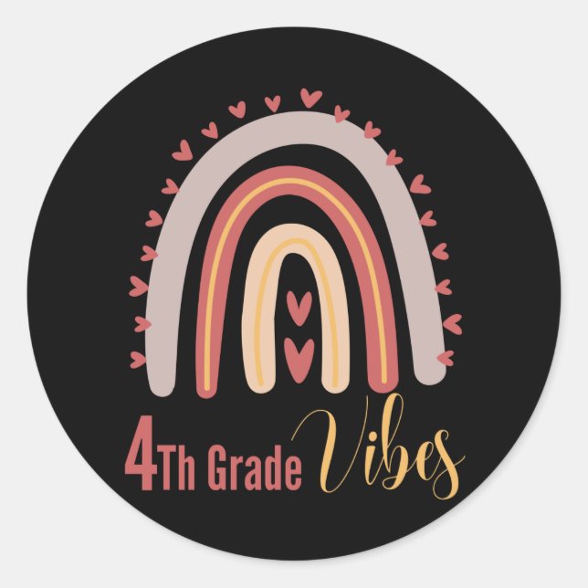 Fourth Grade Vibes - Fourth Grade Squad Classic Round Sticker (Front)