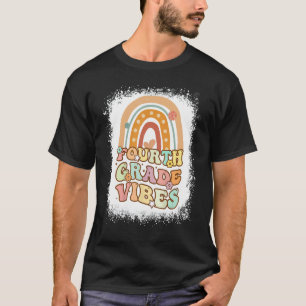 Fourth Grade Vibes Rainbow Bleached Retro 1st Day  T-Shirt