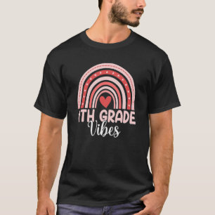 Fourth Grade Vibes Rainbow Boys Girls Teacher Back T-Shirt