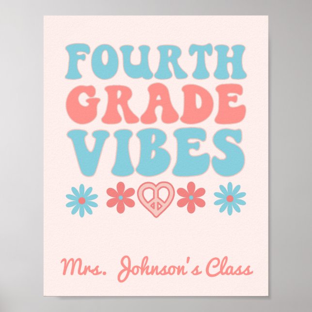 Fourth Grade Vibes - Retro Back To School Poster (Front)