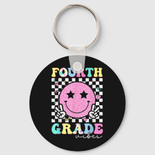 Fourth Grade Vibes Smile Face 4th Grade Team Back Key Ring