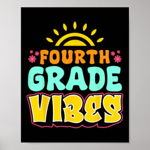Fourth Grade Vibes Teacher Student 4th Grade Back Poster