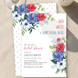 Fourth July Wed White Something Blue Bridal Shower Invitation