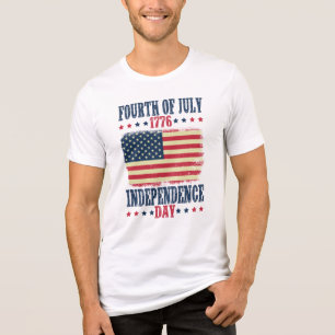 Fourth of July 1776 Independence Day Flag Graphic Tri-Blend Shirt