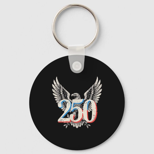 Fourth of July 2026 USA Distressed Eagle Key Ring (Front)