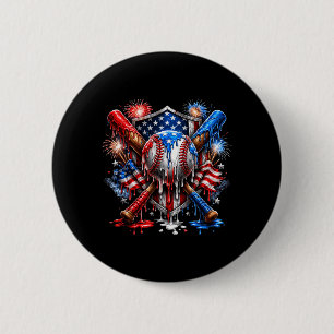 Fourth of July 250 Years Freedom Baseball Drip 6 Cm Round Badge