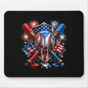Fourth of July 250 Years Freedom Baseball Drip Mouse Pad