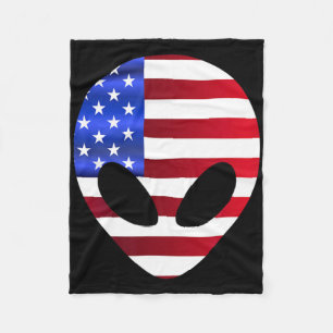 Fourth Of July 4th American Flag Alien Women Men U Fleece Blanket