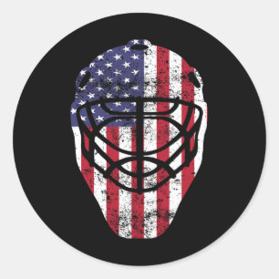 Fourth of July 4th Hockey Goalie Mask American Fla Classic Round Sticker
