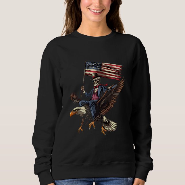 Fourth Of July Abraham Lincoln Bald Eagle USA Amer Sweatshirt (Front)