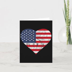 Fourth Of July American Flag Vintage Heart Cute In Card