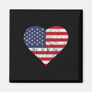 Fourth Of July American Flag Vintage Heart Cute In Magnet