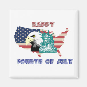 Fourth of July American Freedom Eagle Illustration Magnet