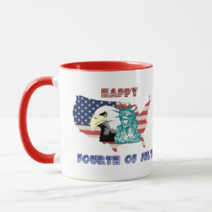 Fourth of July American Freedom Eagle Illustration Mug