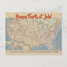 Fourth of July Antique Map of the United States