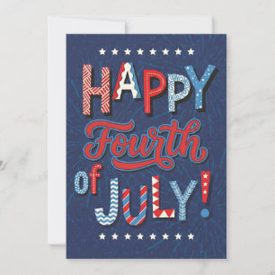 Fourth of July Art Patriotic Celebration Artwork H Holiday Card