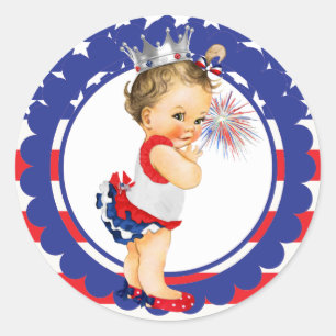 Fourth of July Baby Shower Sticker
