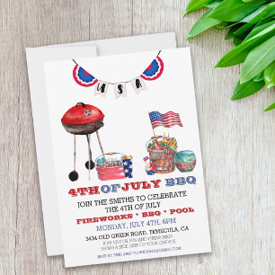Fourth of July BBQ Independence day party  Invitation