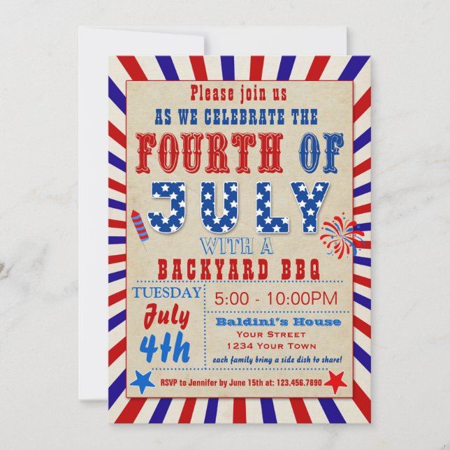 Fourth of July BBQ Invitation (Front)