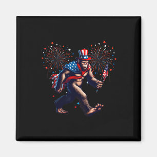 Fourth Of July Bigfoot American Flag Sasquatch 4th Magnet