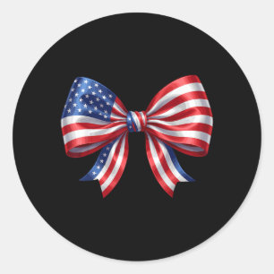 Fourth of July Bow Shirts for Women American Flag Classic Round Sticker