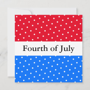 Fourth of July Bright Blue Red White Stripes Dots Holiday Card