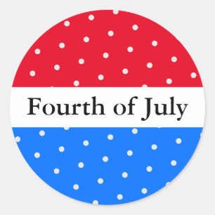 FOURTH OF JULY Bright Red White Blue Stripes Dots Classic Round Sticker