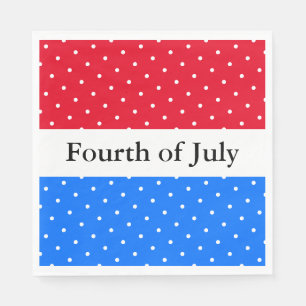 Fourth of July Bright Red White Blue Stripes Dots Napkin