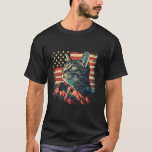 Fourth Of July Cat American Flag 4th Of July Patri T-Shirt