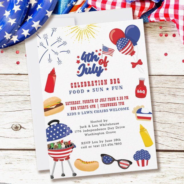Fourth of July Celebration Backyard BBQ  Invitation (Creator Uploaded)