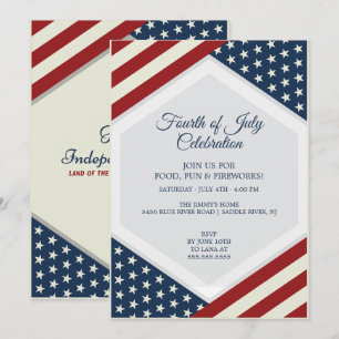 Fourth of july Celebration Blue Red And White Invitation