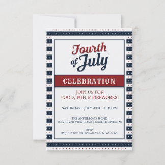 Fourth of July Celebration Stars & Stripes Invitation