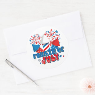 FOURTH OF JULY  CLASSIC ROUND STICKER