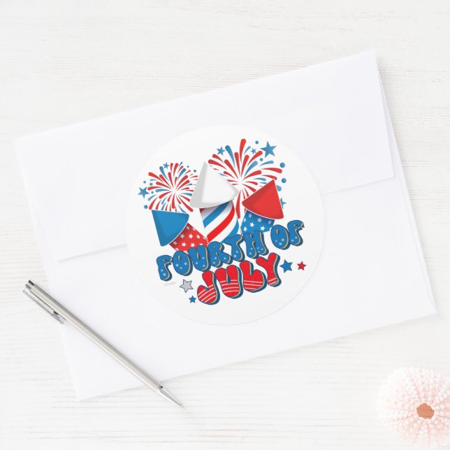 FOURTH OF JULY  CLASSIC ROUND STICKER (Envelope)