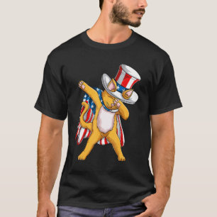Fourth Of July Dabbing Cat Mum Dad , American Flag T-Shirt