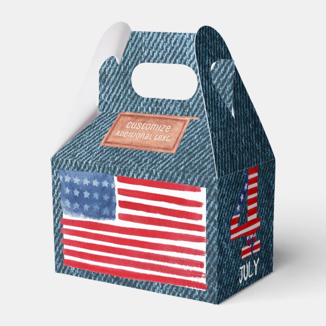 Fourth Of July Denim Blue Favour Box (Front Side)