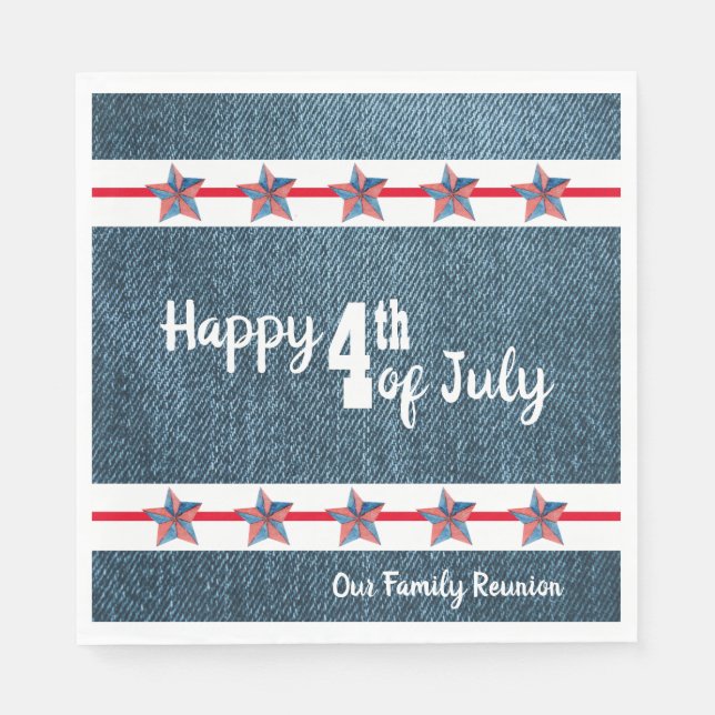 Fourth of July Denim Paper Napkin (Front)