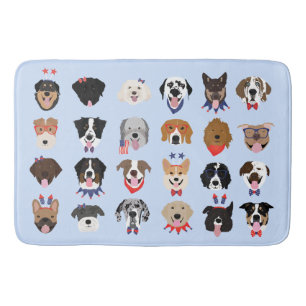 Fourth Of July Dog Faces Bath Mat