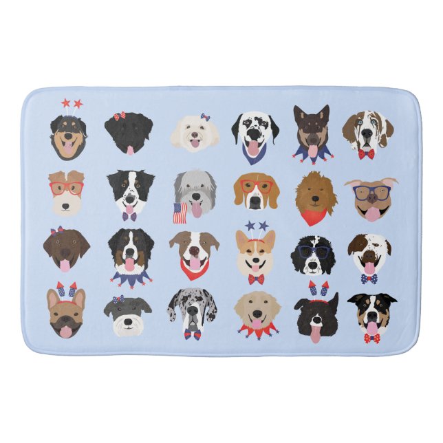 Fourth Of July Dog Faces Bath Mat (Front)