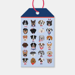 Fourth Of July Dog Faces Gift Tags