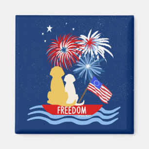 Fourth of July Dogs at Fireworks Magnet