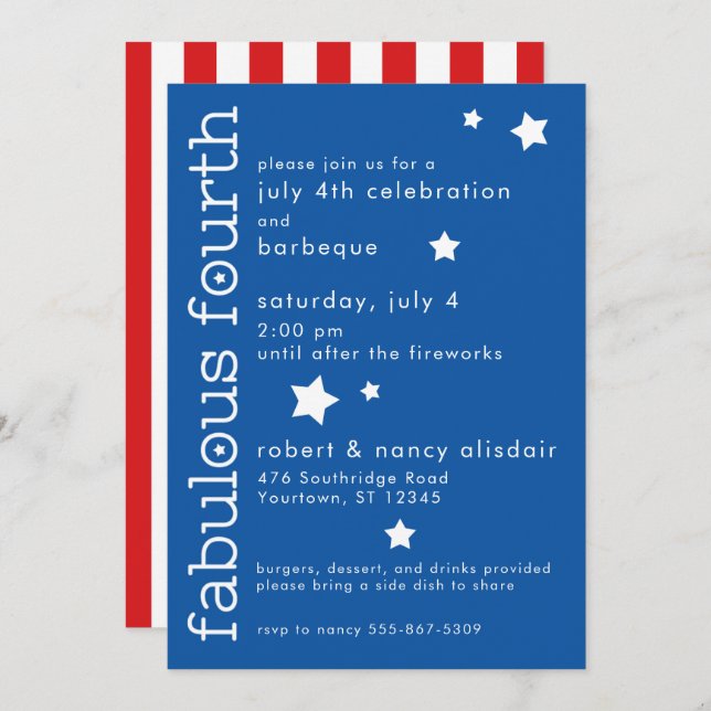 Fourth of July | Fabulous Fourth Patriotic Invitation (Front/Back)