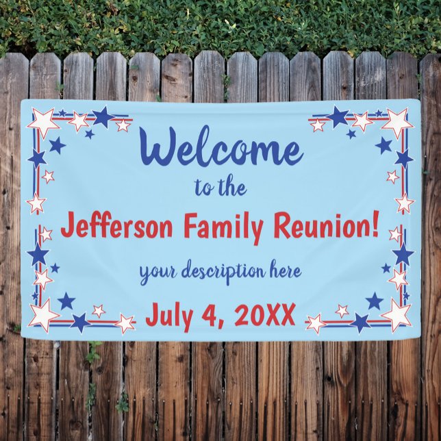Fourth of July Family Reunion Red White Blue  Banner (Creator Uploaded)
