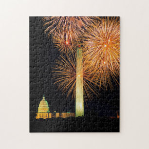 Fourth of July, Firework Display, Skyline Jigsaw Puzzle