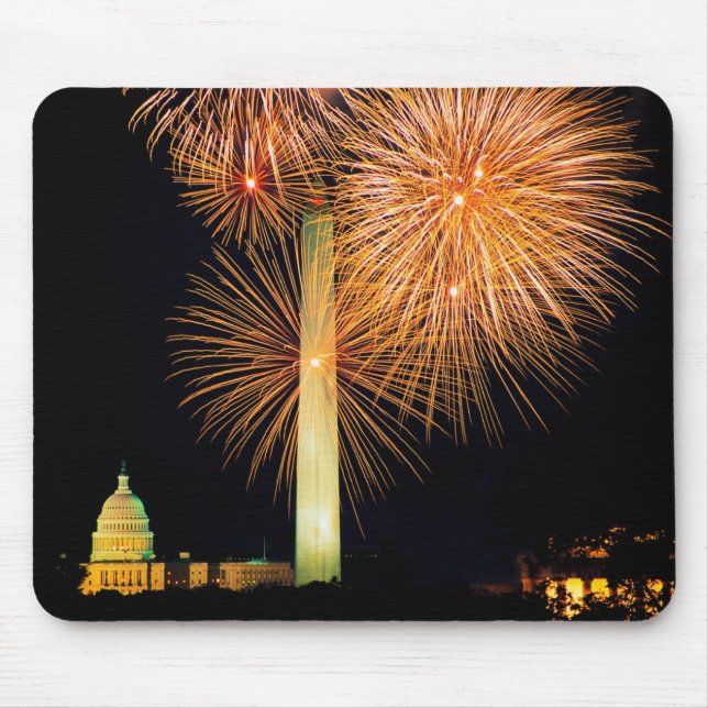 Fourth of July, Firework Display, Skyline Mouse Pad (Front)