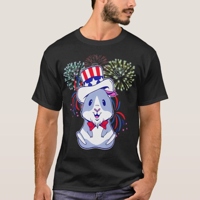 Fourth of July Fireworks American Guinea Pig Popsi T-Shirt (Front)